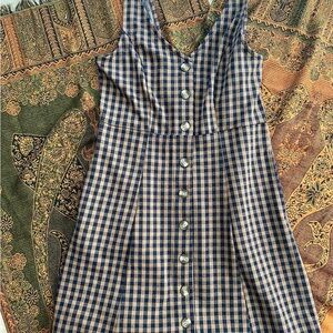 gingham pinafore mini dress